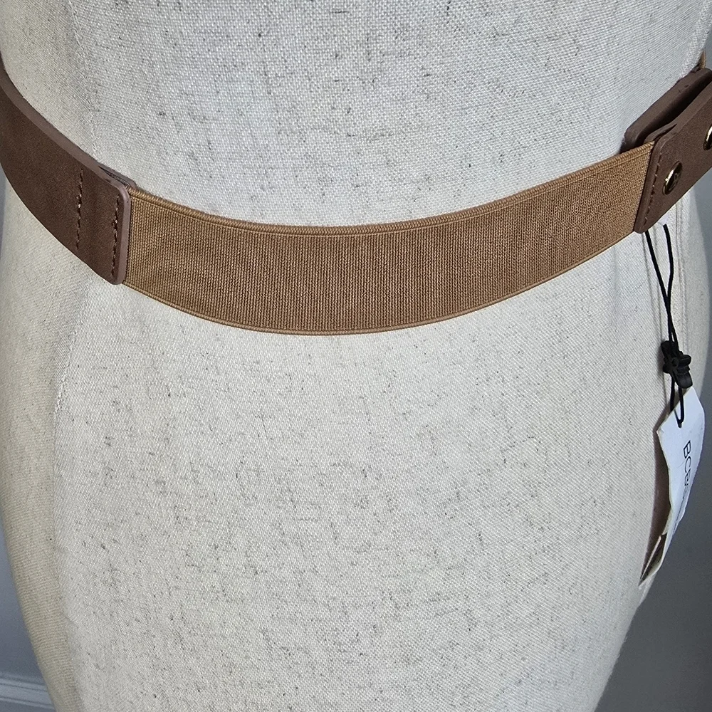 BCBGeneration New Tan Cognac O-Ring Knot Vegan Leather Statemen Belt Size M/L